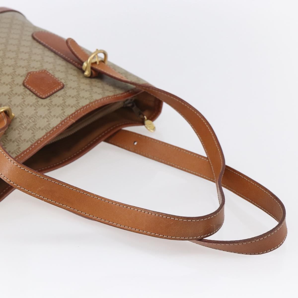 Celine Vintage Macadam Tote bag Canvas and Leather, BEIGE, CANVAS, Tote bag
