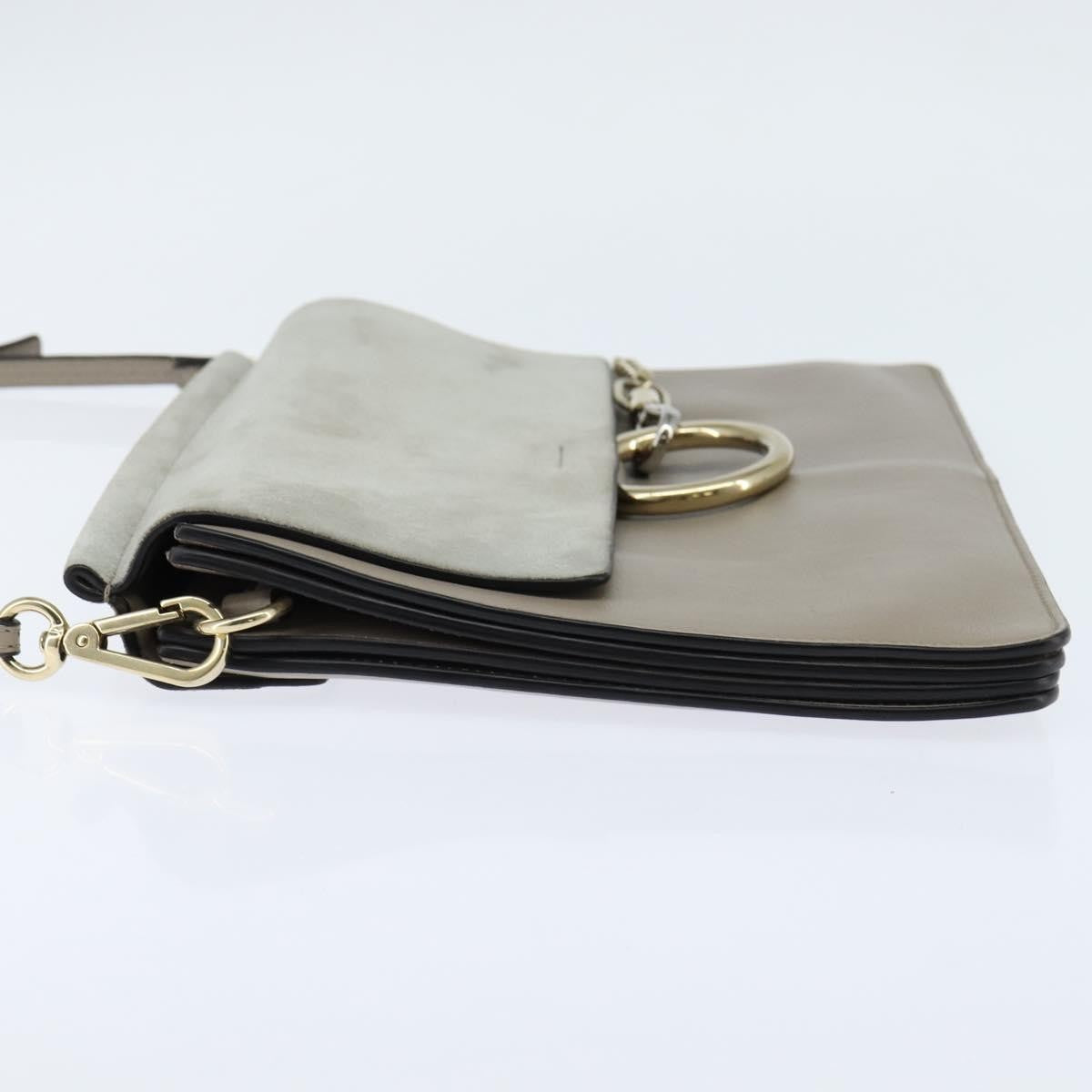 Chloe Faye Shoulder Bag Leather and Suede, Gray, Leather, Shoulder Bag