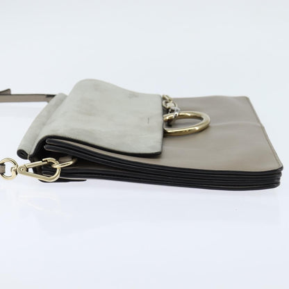 Chloe Faye Shoulder Bag Leather and Suede, Gray, Leather, Shoulder Bag