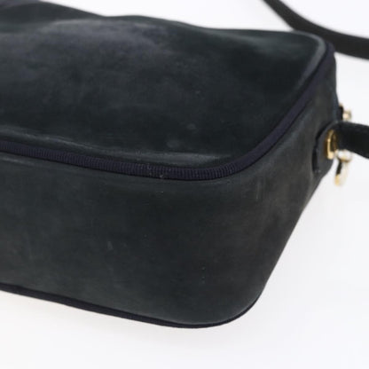 Salvatore Ferragamo Vala Shoulder Bag Suede, NAVY, SUEDE, Shoulder bag