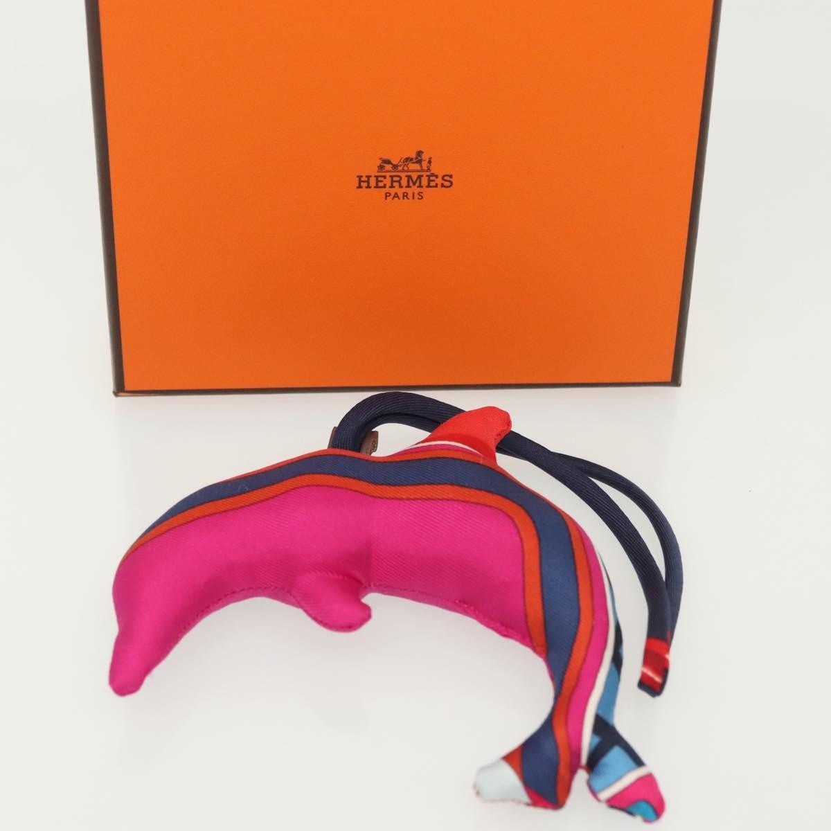Hermes Petit H Dolphin Bag Charm Silk, PURPLE, SILK, Charms and Keychains