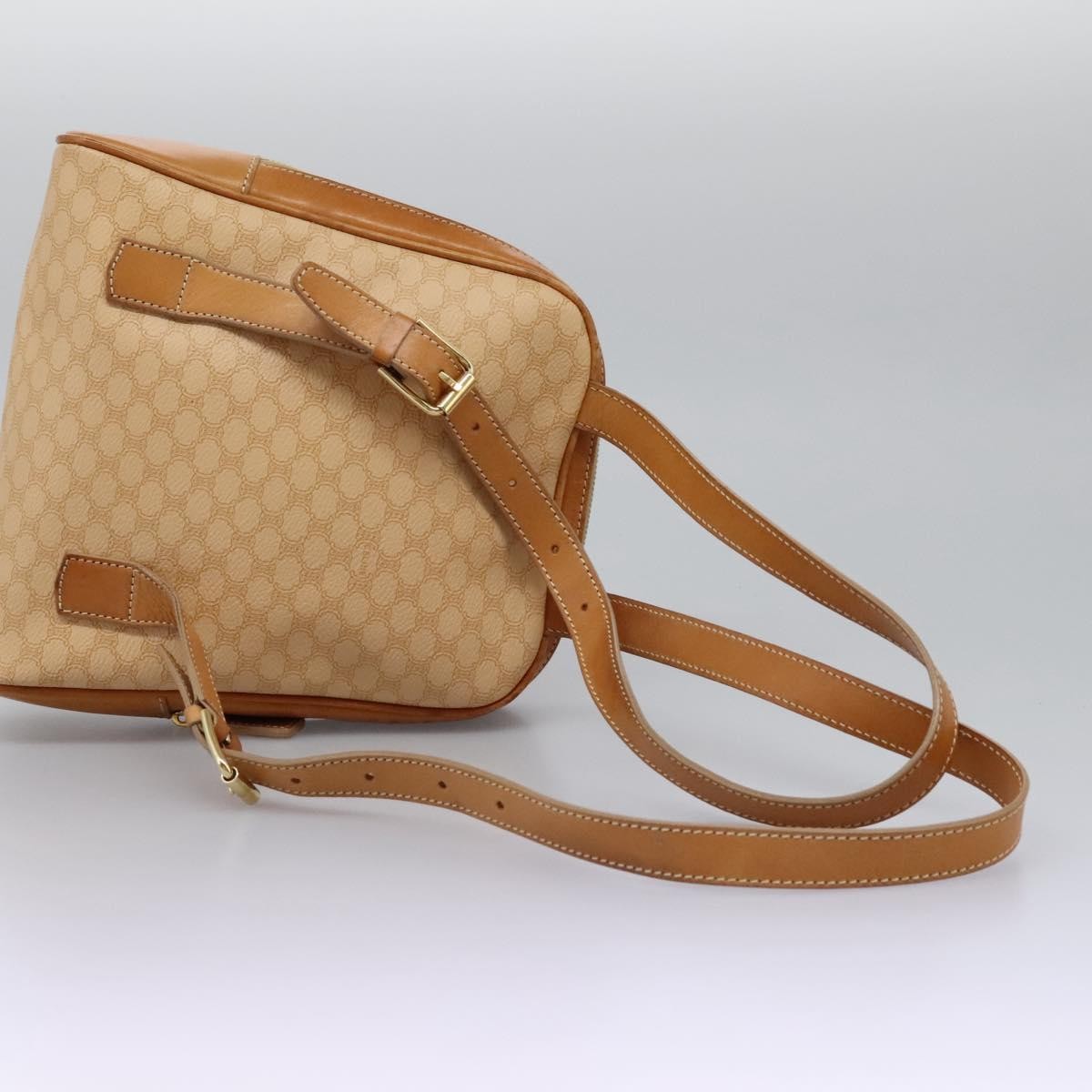 Celine Vintage Macadam Backpack Canvas and Leather, BEIGE, CANVAS, Backpack