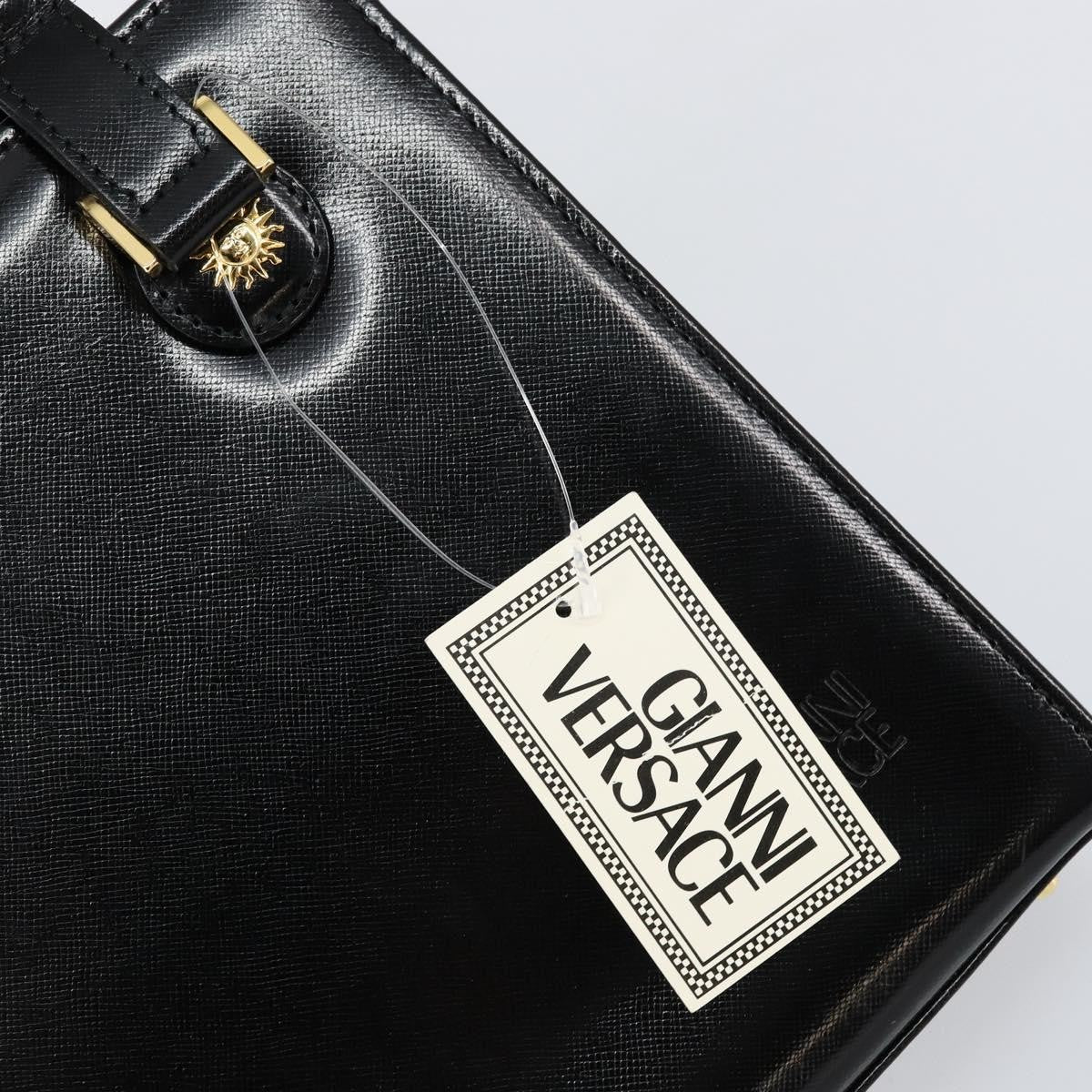 Versace Vintage Shoulder Bag Leather, BLACK, LEATHER, Tote bag