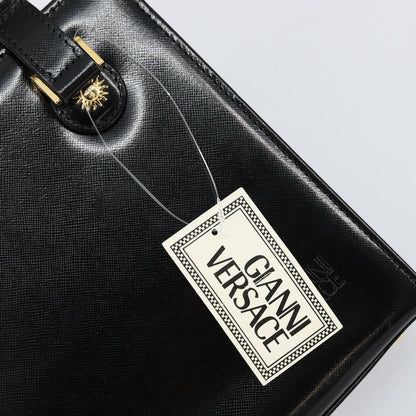 Versace Vintage Shoulder Bag Leather, BLACK, LEATHER, Tote bag