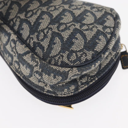 Christian Dior Saddle Zip Pouch Diorissimo Canvas, NAVY, CANVAS, Clutche & pouche