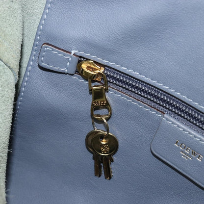 Loewe Anagram Shoulder Bag Leather, BLUE, LEATHER, Shoulder bag