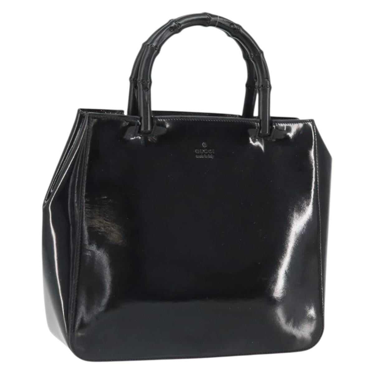 Gucci Vintage Bamboo Handle Bag Patent leather, BLACK, PATENT_LEATHER, Handbag
