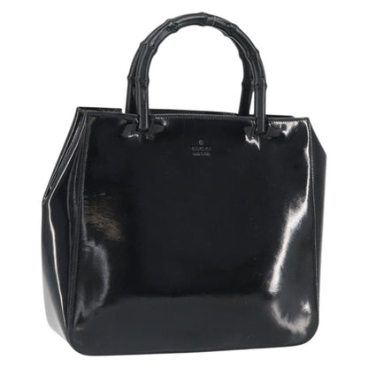 Gucci Vintage Bamboo Handle Bag Patent leather, BLACK, PATENT_LEATHER, Handbag