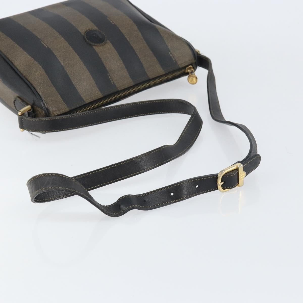 Fendi Vintage Pequin Shoulder bag Pequin, BROWN, CANVAS, Shoulder bag