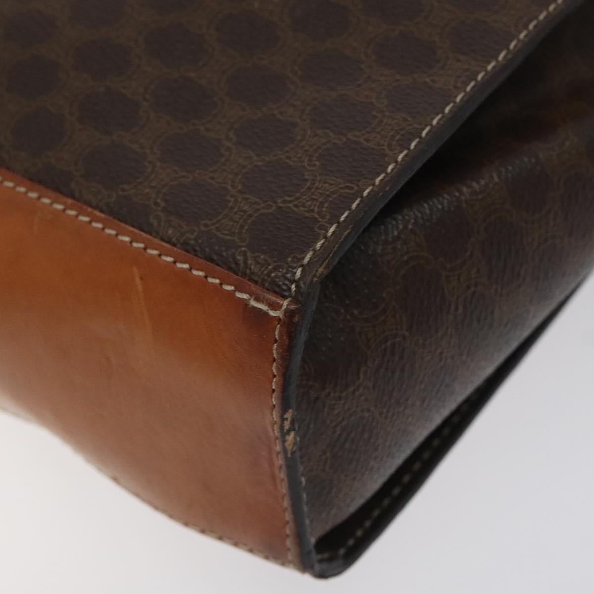 Celine Vintage Macadam Circle Logo Shoulder Bag Canvas and Leather, Brown, Canvas, Shoulder Bag