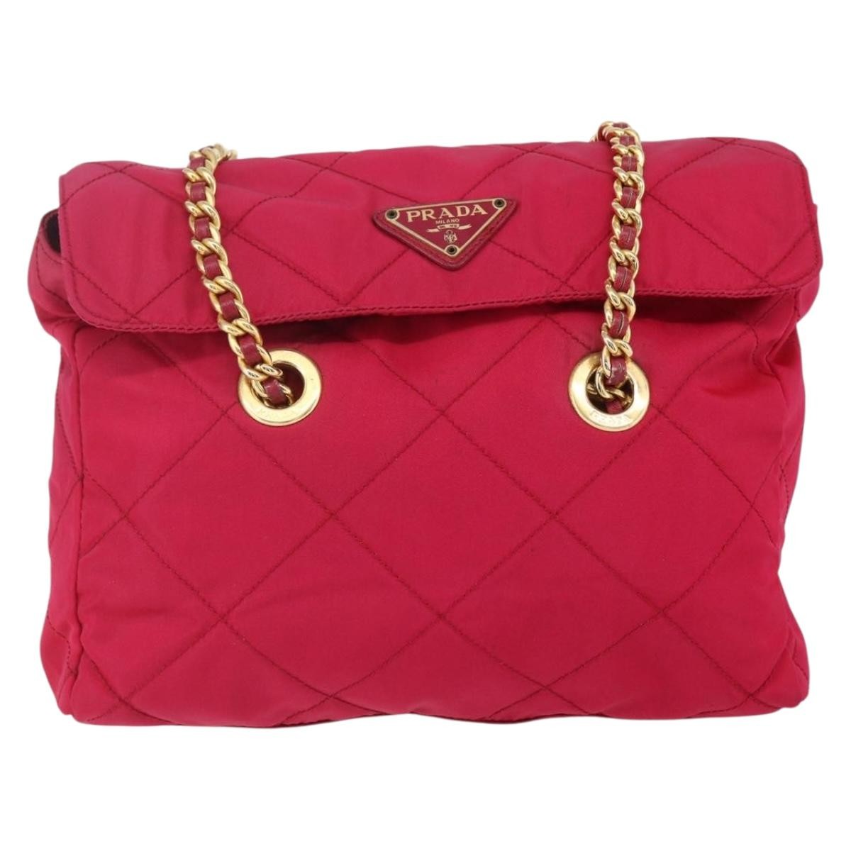 Prada Re-Edition 1995 Chain Tote Quilted Re-Nylon, Pink, Nylon, Shoulder Bag