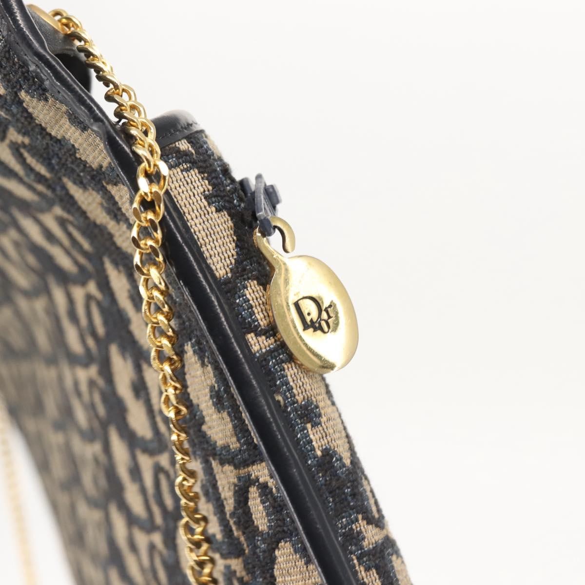 Christian Dior Vintage Trotter Flap Shoulder Bag Canvas, NAVY, CANVAS, Shoulder bag