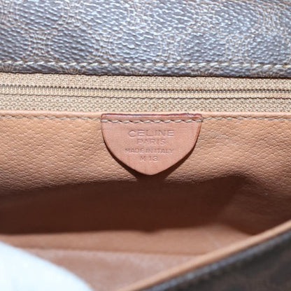 Celine Vintage Macadam Circle Logo Shoulder Bag Canvas and Leather, Brown, Canvas, Shoulder Bag