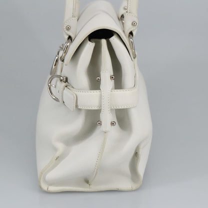 Salvatore Ferragamo Virna Satchel Leather, WHITE, LEATHER, Shoulder bag