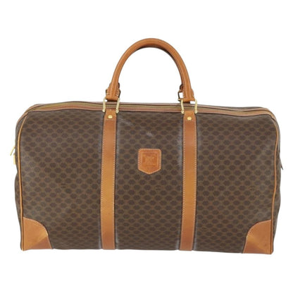 Celine Vintage Macadam Boston bag Canvas and Leather, BROWN, CANVAS, Travel bag