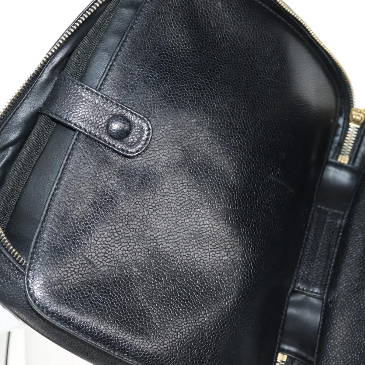 Chanel Vintage Timeless Zip Around Vanity Case Caviar, Black, Leather, Clutch