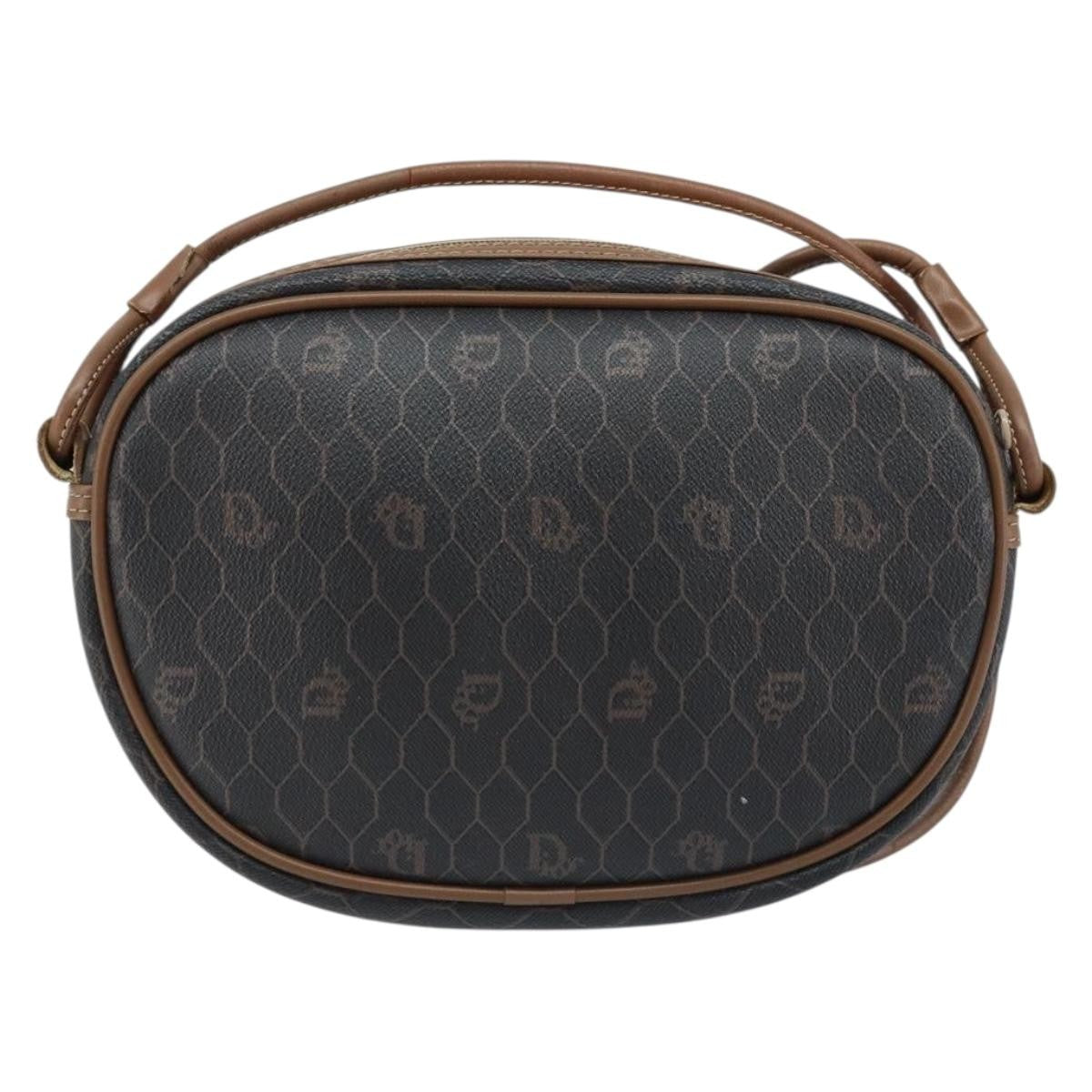 Christian Dior Vintage Honeycomb Shoulder Bag Canvas and Leather, BLACK, CANVAS, Shoulder bag