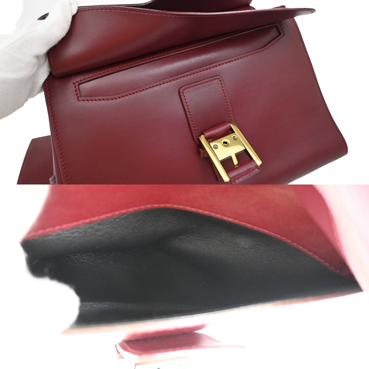 Gucci Belt Buckle Top Handle Bag Leather, RED, LEATHER, Handbag