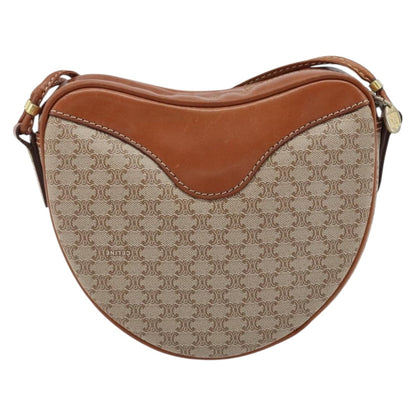 Celine Vintage Macadam Shoulder Bag Canvas and Leather, BEIGE, CANVAS, Shoulder bag