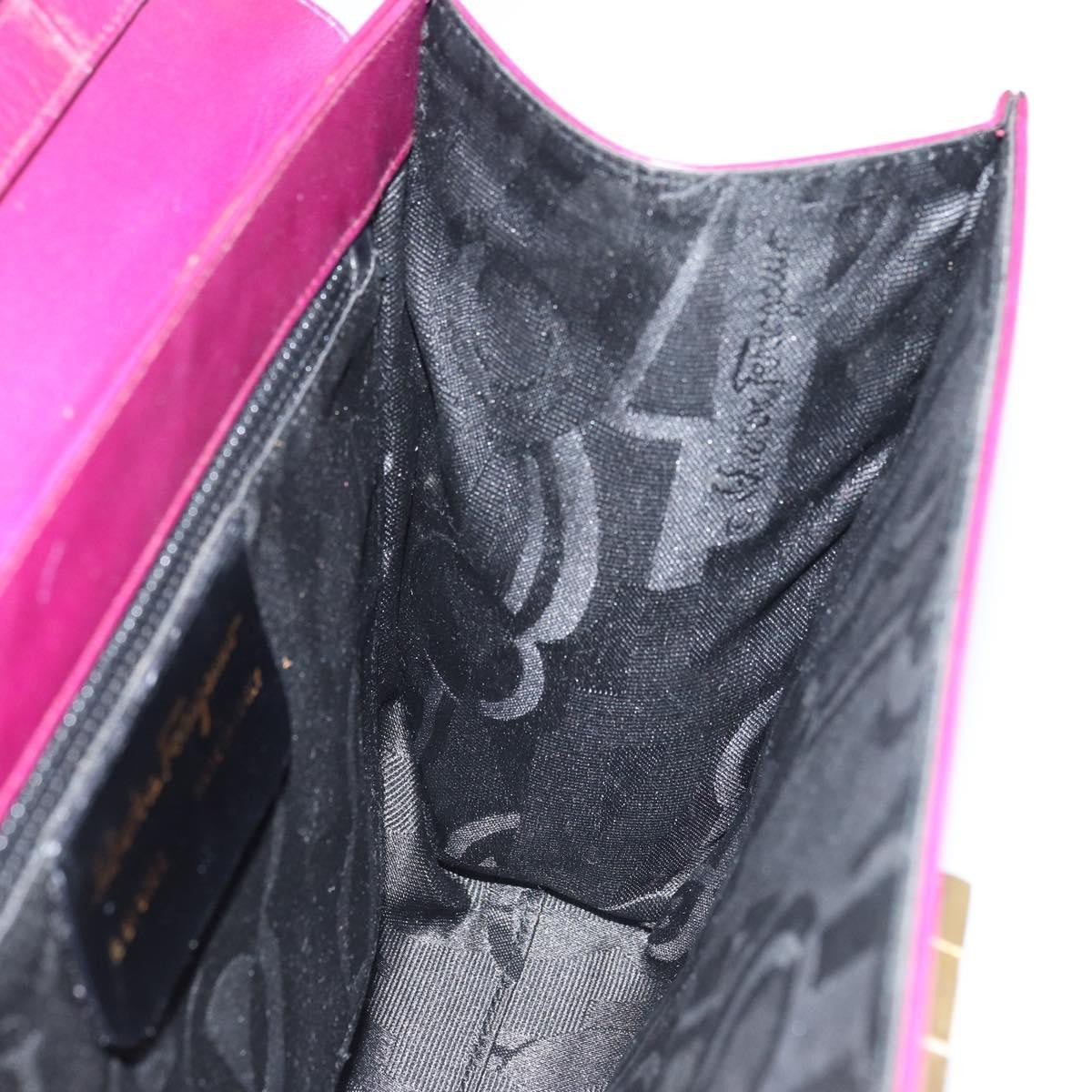 Salvatore Ferragamo Gancini Shoulder Bag Leather, PURPLE, LEATHER, Shoulder bag