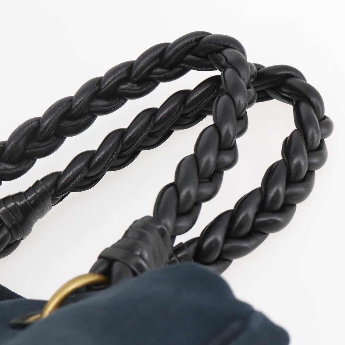 Bottega Veneta Braided Handle Open Tote Bag Canvas with Leather, BLUE, CANVAS, Tote bag