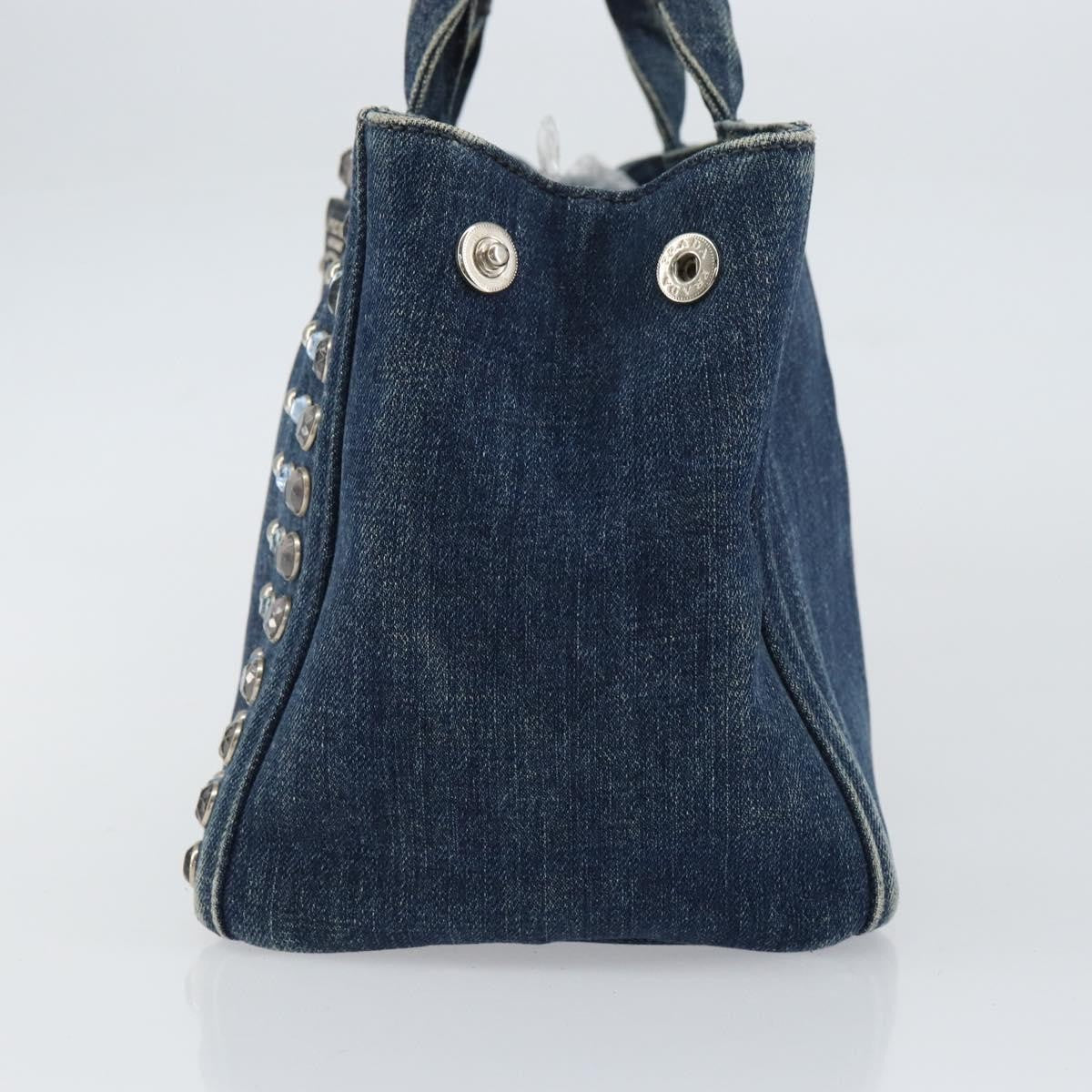 Prada Canapa Open Tote Denim, BLUE, CANVAS, Handbag