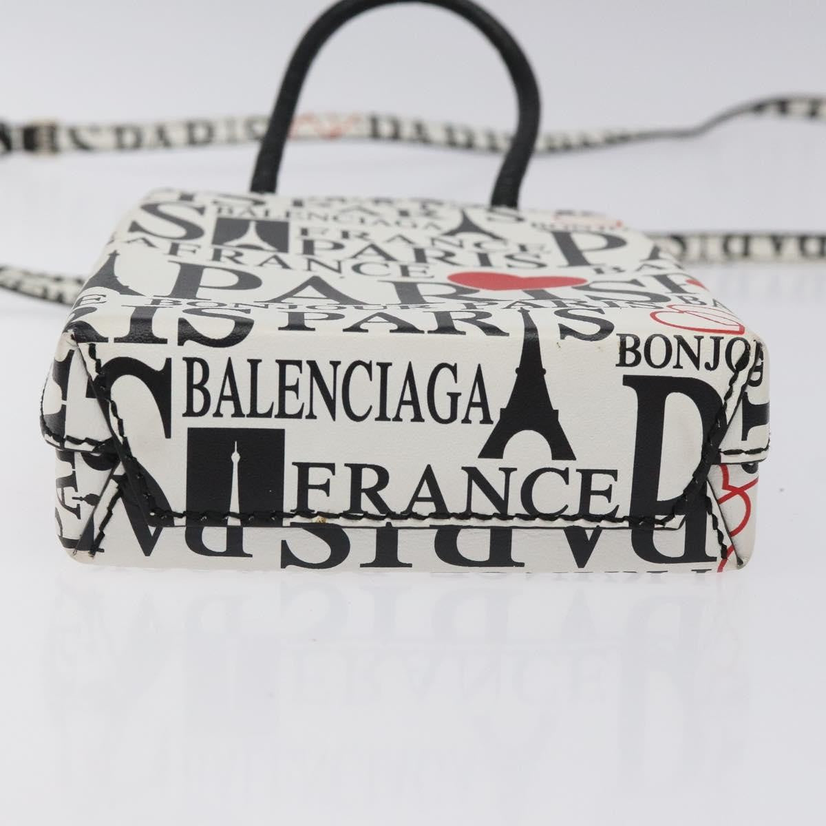 Balenciaga Shopping Phone Holder Printed Leather, WHITE, LEATHER, Tech accessory