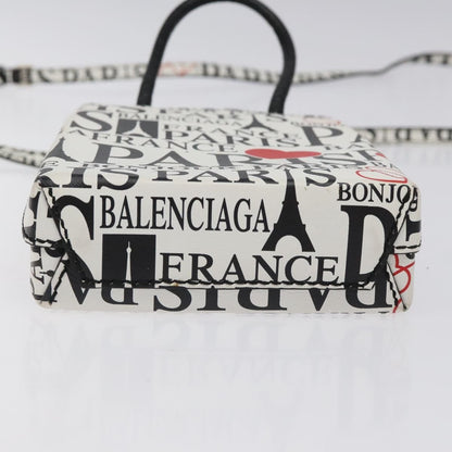 Balenciaga Shopping Phone Holder Printed Leather, WHITE, LEATHER, Tech accessory