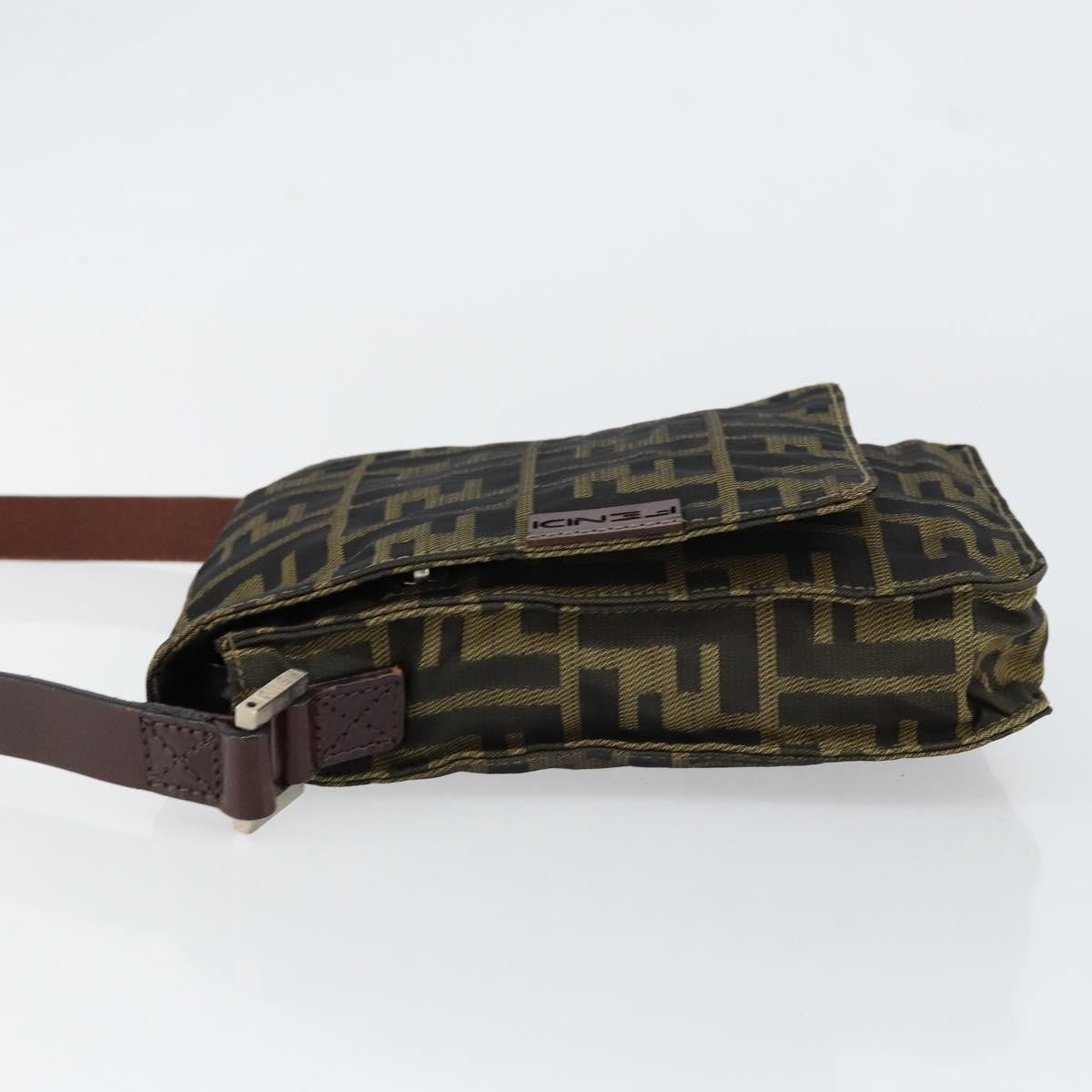 Fendi Flat Messenger Bag Zucca Canvas, BROWN, CANVAS, Shoulder bag