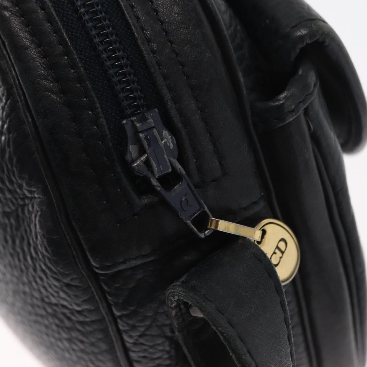 Christian Dior Vintage Shoulder Bag Leather, NAVY, LEATHER, Shoulder bag