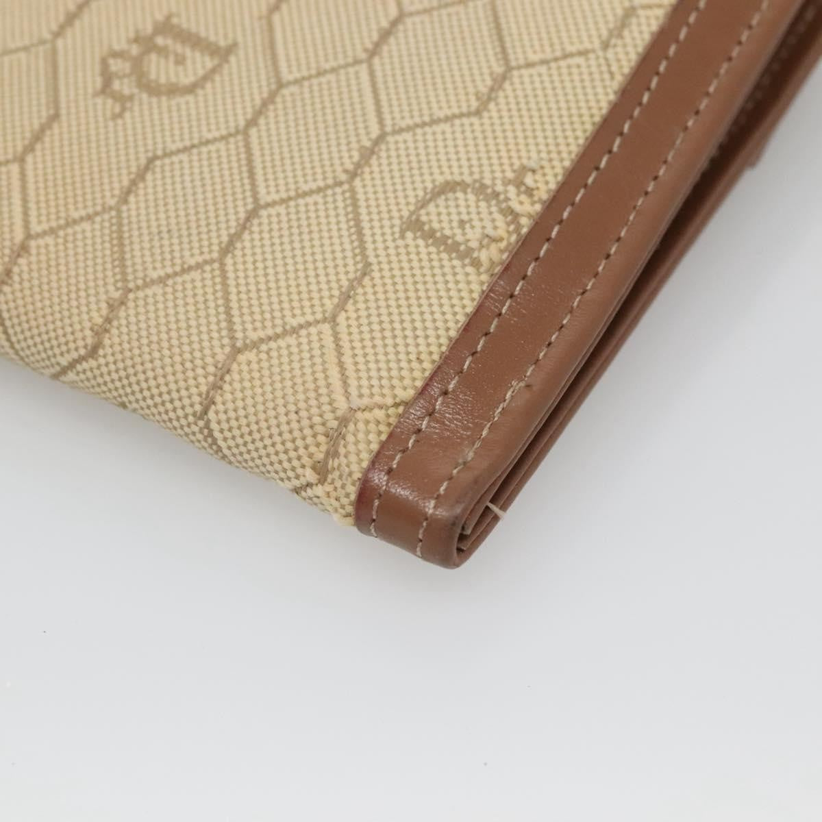 Christian Dior Vintage Honeycomb Flap Wallet Coated Canvas, BEIGE, CANVAS, Wallets