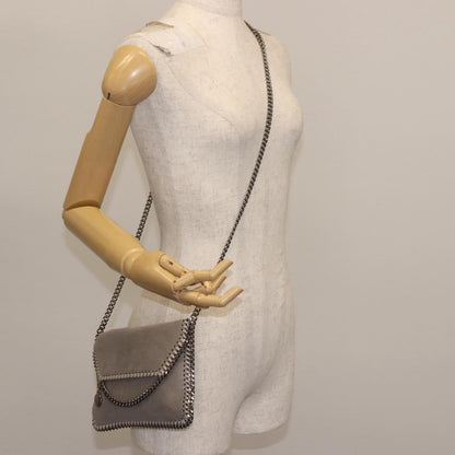 Stella McCartney Falabella Fold Over Flap Crossbody Bag Shaggy Deer, GRAY, SUEDE, Crossbody bag