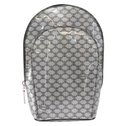 Celine Vintage Macadam Backpack Canvas and Leather, SILVER, PVC, Backpack