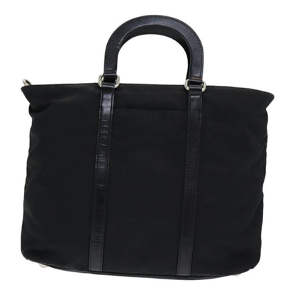 Prada Convertible Zip Tote Tessuto with Leather, BLACK, NYLON, Tote bag