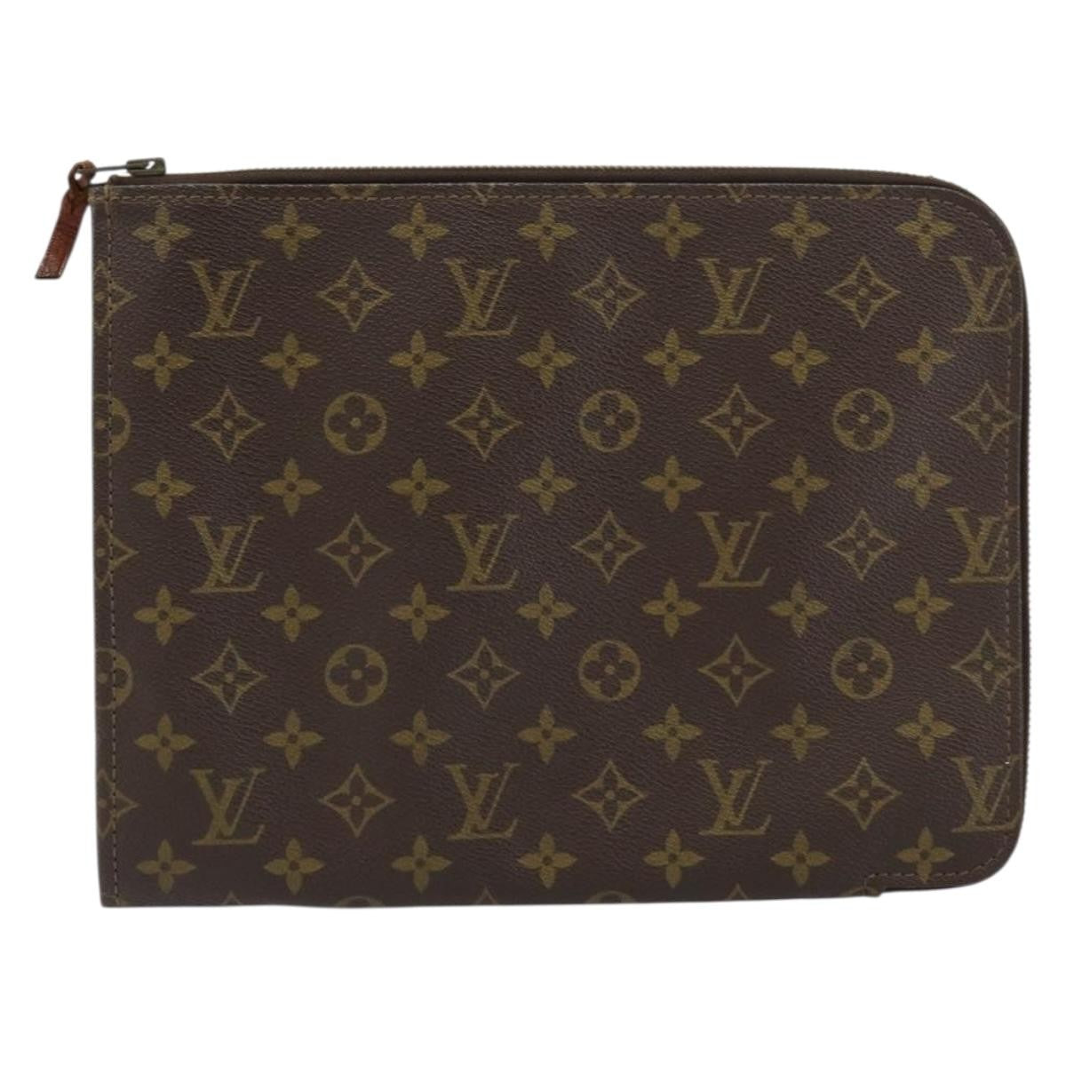 Louis Vuitton Poche Documents Monogram Canvas, BROWN, CANVAS, Clutche & pouche