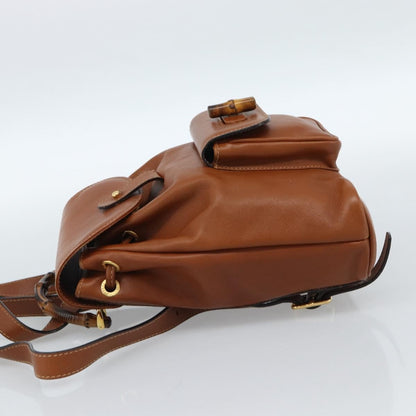 Gucci Vintage Bamboo Backpack Leather, Brown, Leather, Backpack