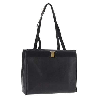 Salvatore Ferragamo Vara Tote Leather, BLACK, LEATHER, Tote bag