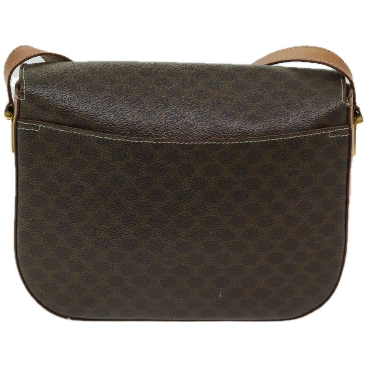 Celine Vintage Convertible Macadam Turnlock Shoulder Bag Canvas and Leather, BROWN, CANVAS, Shoulder bag