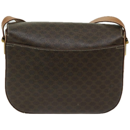 Celine Vintage Convertible Macadam Turnlock Shoulder Bag Canvas and Leather, BROWN, CANVAS, Shoulder bag