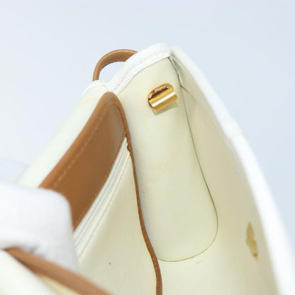 Christian Dior Vintage CD Logo Shoulder Bag Leather, WHITE, LEATHER, Shoulder bag
