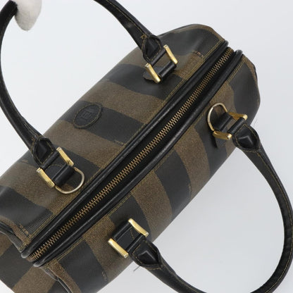 Fendi Vintage Pequin Boston Bag Coated Canvas, BLACK, CANVAS, Handbag