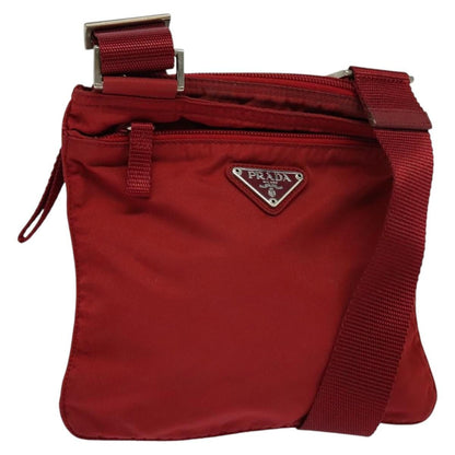 Prada Front Pocket Messenger Bag Tessuto, Red, Nylon, Shoulder Bag