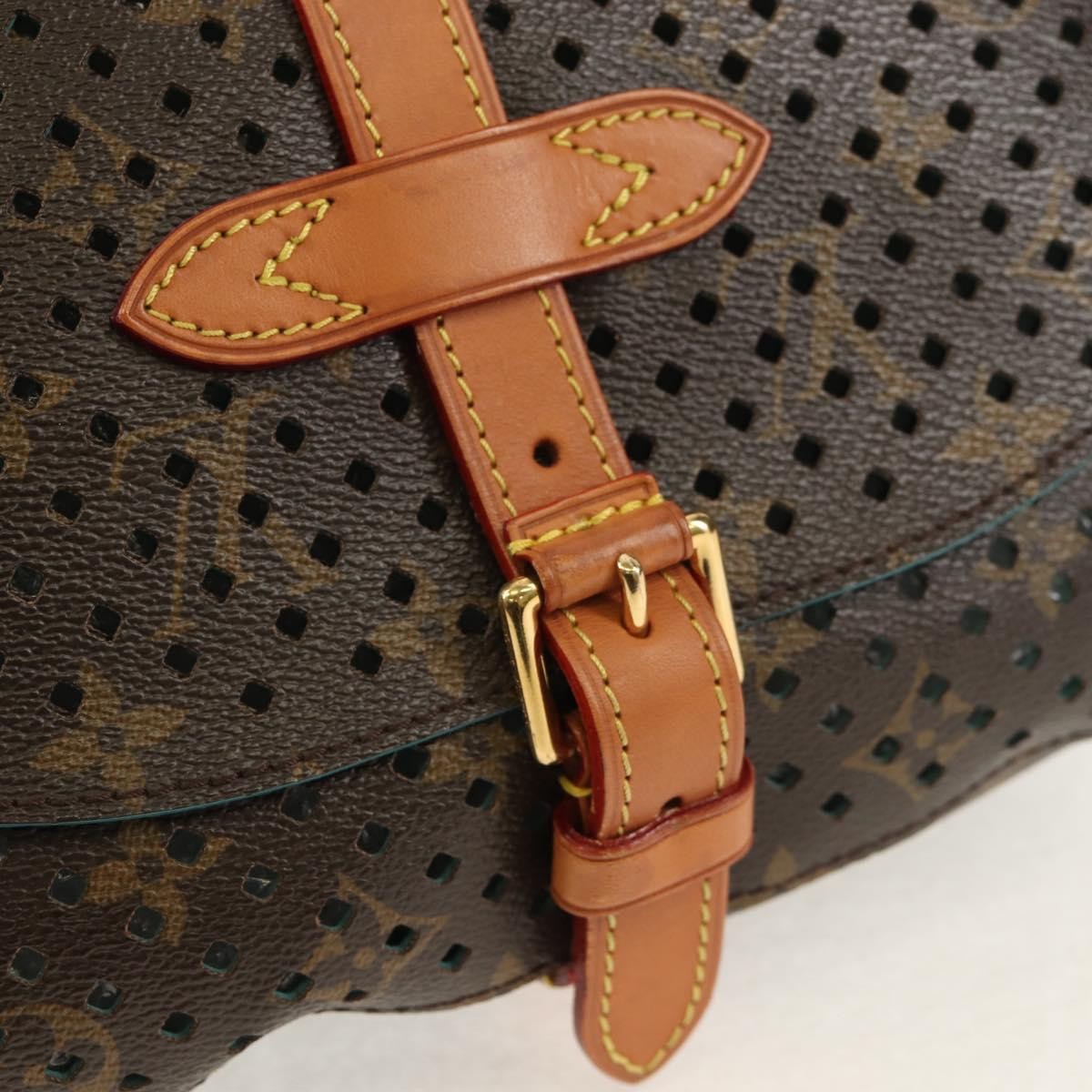 Louis Vuitton Flore Saumur Handbag Perforated Monogram Canvas, BROWN, CANVAS, Shoulder bag