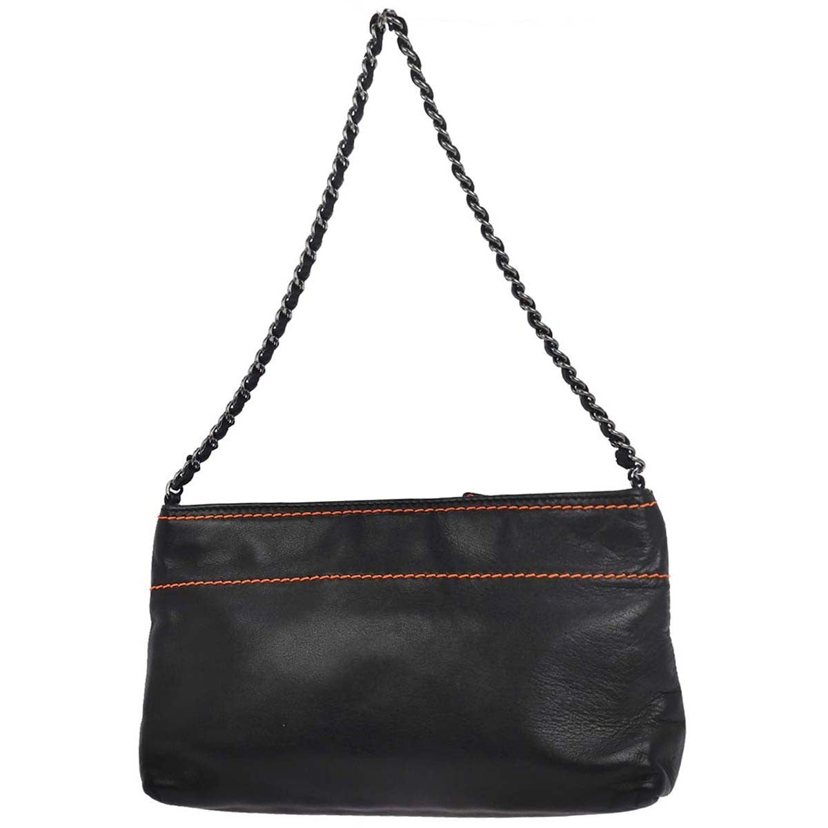Chanel Lax Pochette Leather, BLACK, LEATHER, Clutche & pouche