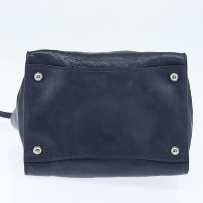 Prada Cuir Convertible Shopping Tote Leather, NAVY, LEATHER, Handbag