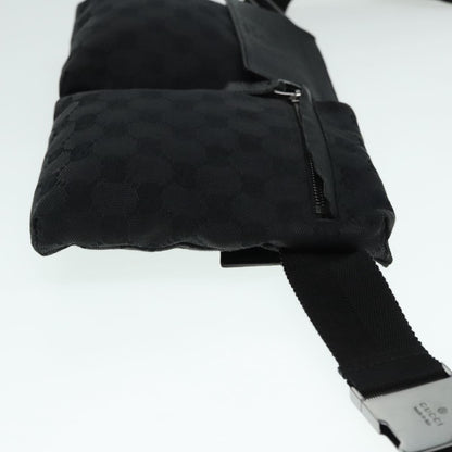 Gucci Vintage Double Belt Bag GG Canvas with Leather, BLACK, CANVAS, Clutche & pouche