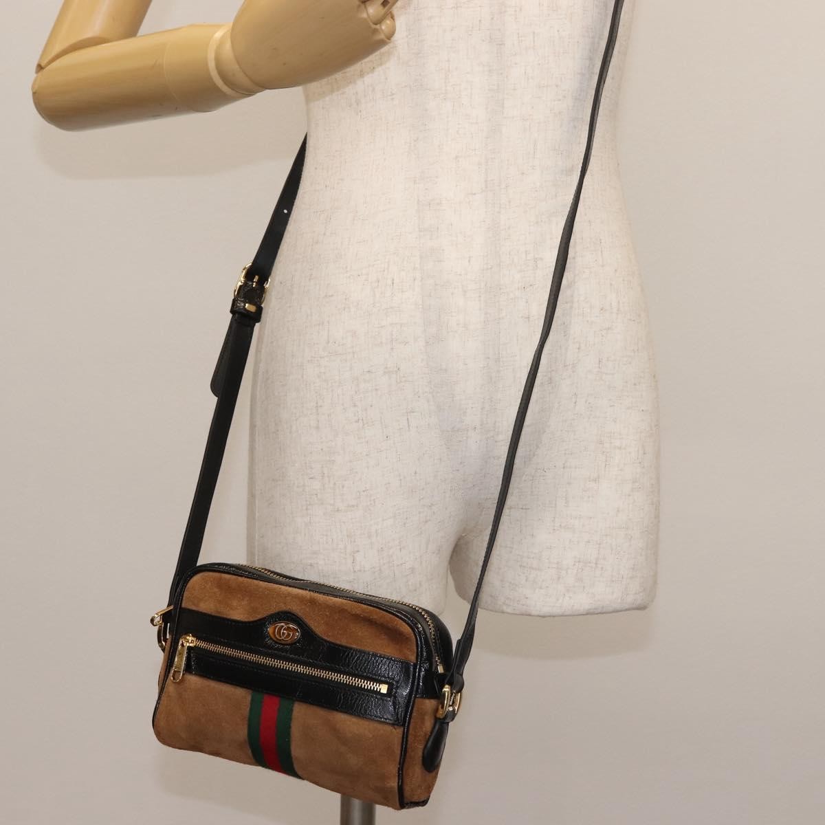 Gucci Ophidia Shoulder Bag Suede, BROWN, SUEDE, Shoulder bag