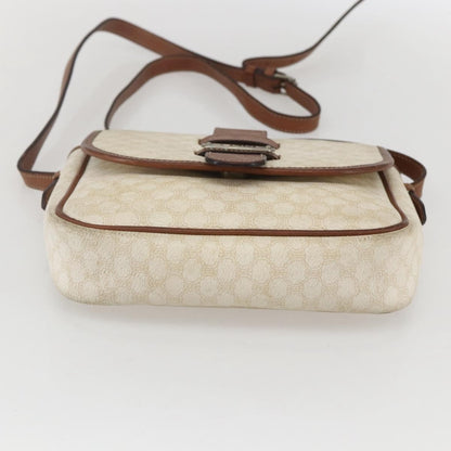 Celine Vintage Macadam Shoulder Bag Canvas and Leather, WHITE, CANVAS, Shoulder bag