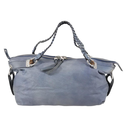 Gucci Bamboo Bar Shoulder Bag Leather, BLUE, LEATHER, Shoulder bag