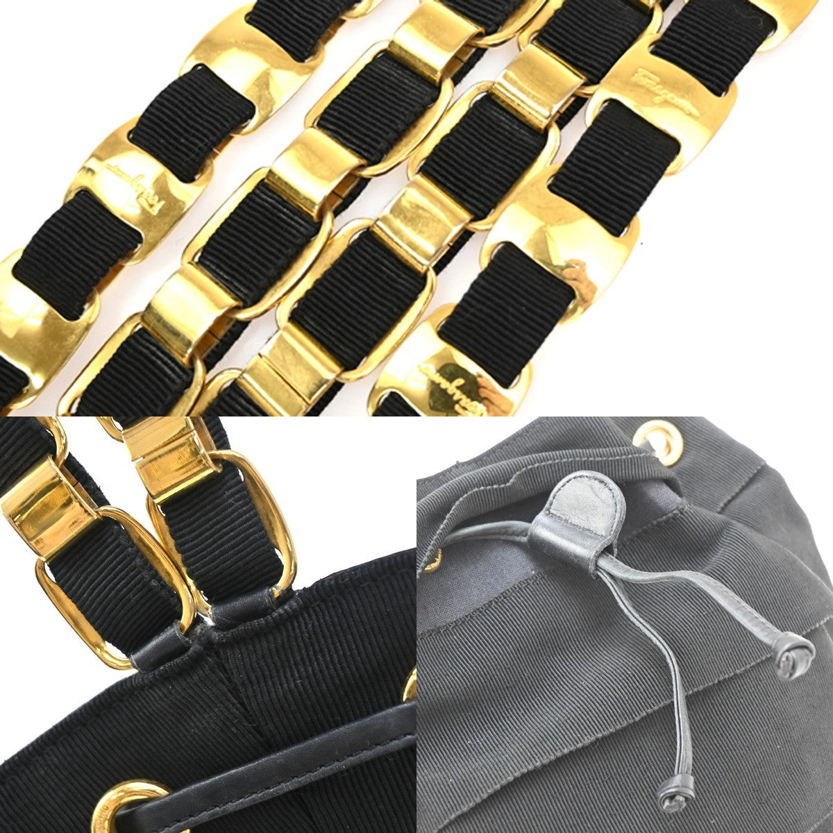 Salvatore Ferragamo Vala Backpack Canvas, Black, Canvas, Backpack